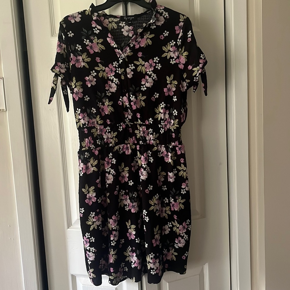 Black Floral Midi Dress